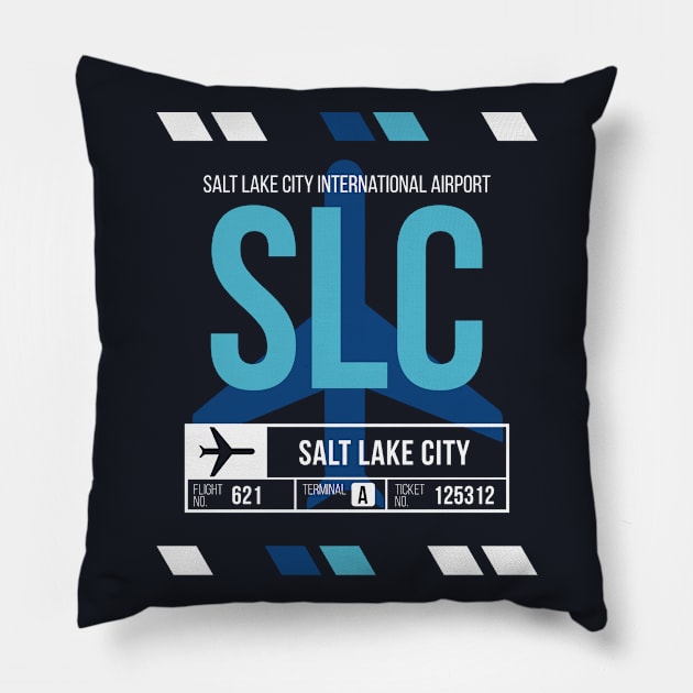 Salt Lake City (SLC) Airport Code Baggage Tag Pillow by SLAG_Creative