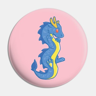 Cute Blue Eastern Dragon Twin Pin