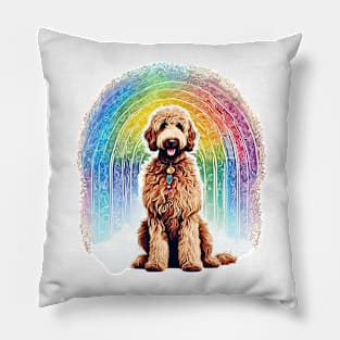 Goldendoodle Boho Rainbow Pillow