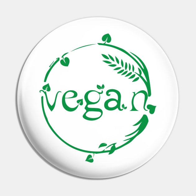 Vegan Green Leaves Vegetarian Pin by alltheprints