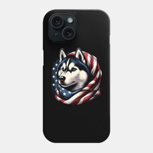 Siberian Husky Dog, Patriotic America Bandana, USA Phone Case