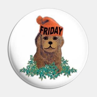 Friday Mood Beanie Puppy Pin