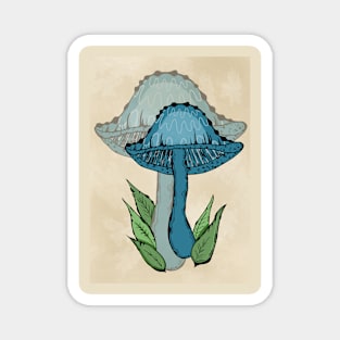 Blue Magic Mushroom, Classic Family Portrait Style Magnet