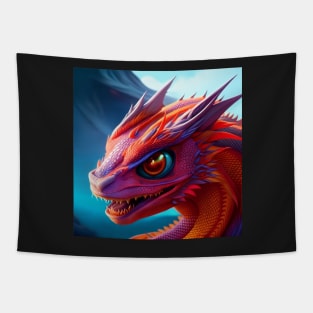 Red and Purple Dragon with Red Eyes Tapestry
