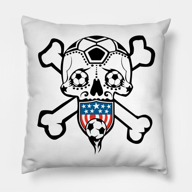 Sugar Skull US Soccer Team shirt! Pillow by BlackPawCanvas