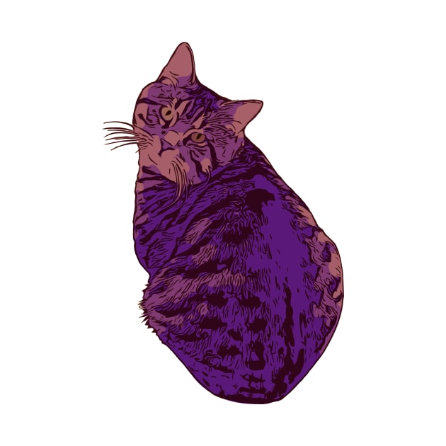 Fat Tabby Cat Purple by Griffelkinn