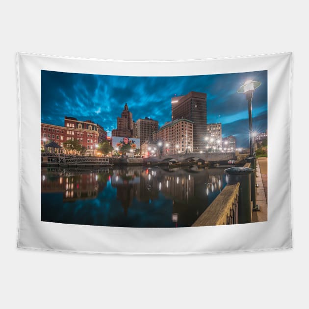 Providence at Night Tapestry by jswolfphoto