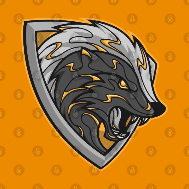 yellow and black loyal badger shield by FamiFriki_V