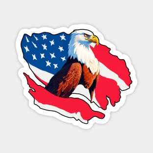 4th of July Patriotic Eagle with American Flag Magnet