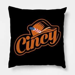 Cincy alpine hat Cincinnati Ohio with American flag feather Pillow