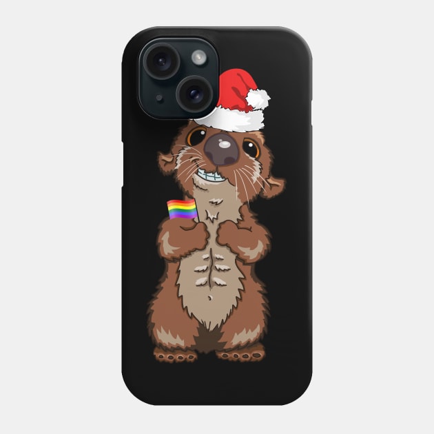 Cute LGBTQ Christmas Gay Otter Fun Adorable Holiday Animal Phone Case by egcreations