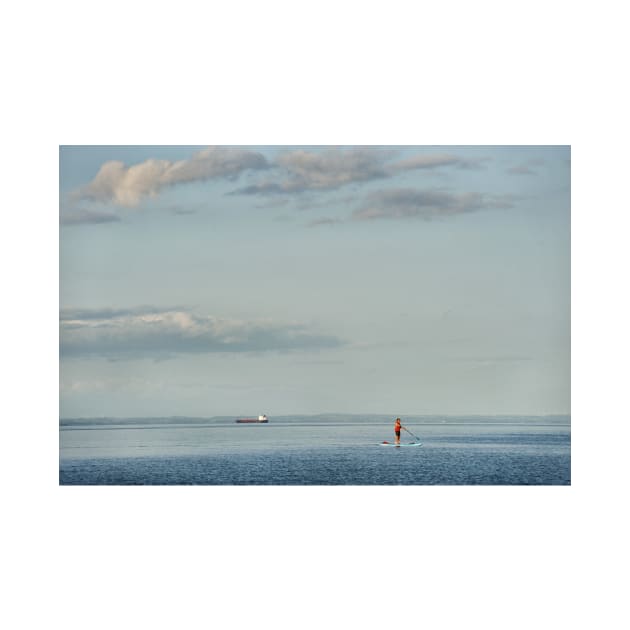 Paddleboarder and shipping traffic at Whiting Bay, Isle of Arran by richflintphoto