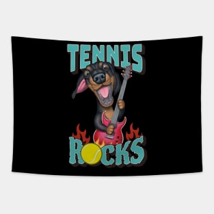 Funny and cute doxie Tennis Rocks dachshund rock and roll guitar Tapestry