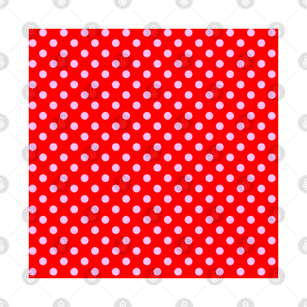 Pink Polka Dots Pattern on Red Background by DesignWood Atelier