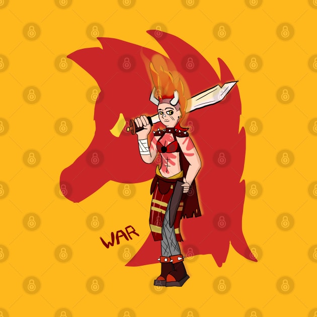 Red Horsewoman (War) by VixenwithStripes