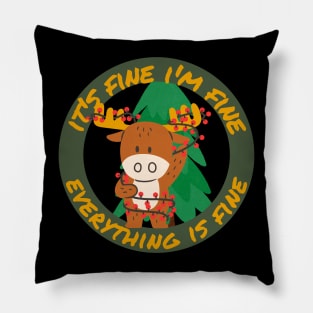 its fine im fine everything is fine cute deer christmas design Pillow