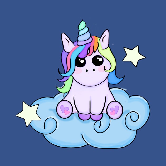 Cute Unicorn Art with Rainbow of Colors by AlondraHanley