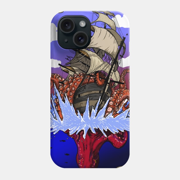 Octopus Attack Phone Case by Harley Warren