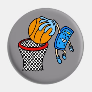 Funny cartoon basketball dunk Pin