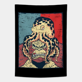 Angry Gorilla Octopus Vintage Retro Distressed Colors Tapestry