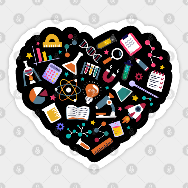 Cute Science Heart Chemistry Biology Physics - Science - Sticker