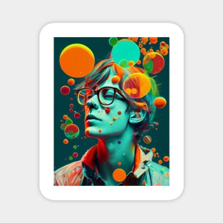 Modern pop art style portrait of man in glasses Magnet