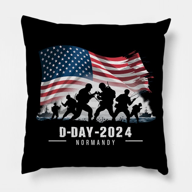 D-Day 1944-2024 80th Anniversary Normandy Pillow by FunnyZone