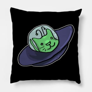 Alien cat in UFO Pillow