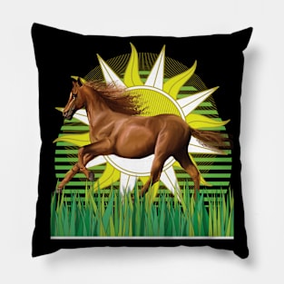 Pferd reitet in der Sonne richtigung Freiheit Pillow