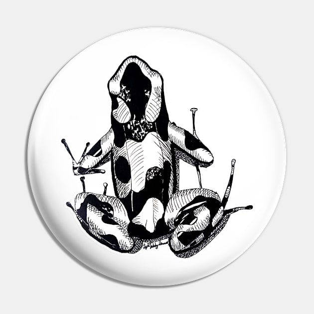 Poison Dart Frog -- Black and White Pin by lyricdesigns