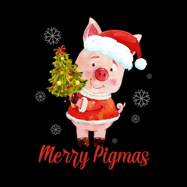 Cute Reindeer Pig In Santa's Hat Merry Pigmas Christmas Gift by franzaled