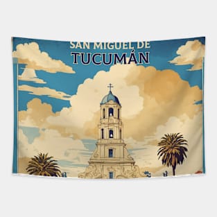 San Miguel de Tucuman Argentina Vintage Tourism Poster Tapestry