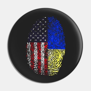 Ukraine American Flag Ukrainian Roots Pin