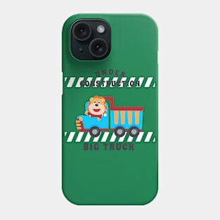 Vector illustration of contruction vehicle with cute litle animal driver. Phone Case