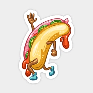 Weenie Hot Dog Walking Fast Food Magnet