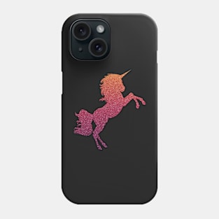 Dark Red Orange Ombre Faux Glitter Unicorn Phone Case