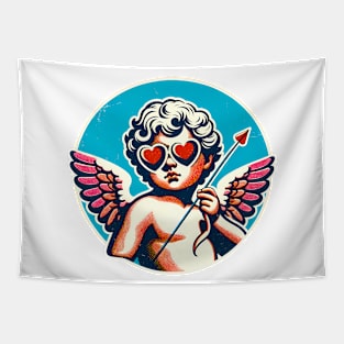 Pop Art Cupid: Retro Valentine's Day T-Shirt with Heart Arrows Tapestry