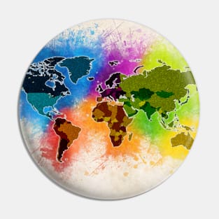 Map of the WORLD Abstract Watercolor Art Style Pin