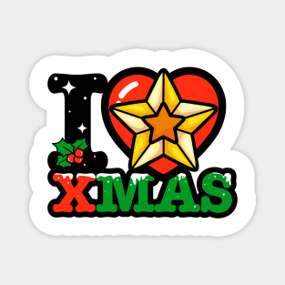 I heart christmas star xmas Magnet