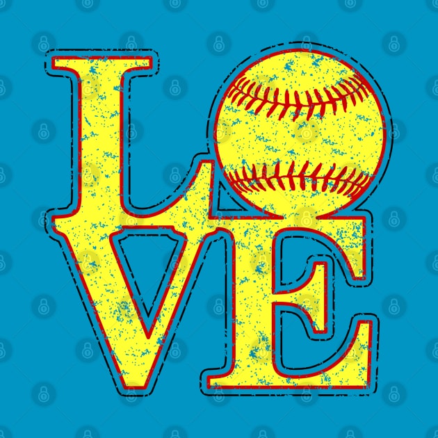 Vintage LOVE Girl's Softball Fastpitch Softball Lover Fast Pitch by TeeCreations