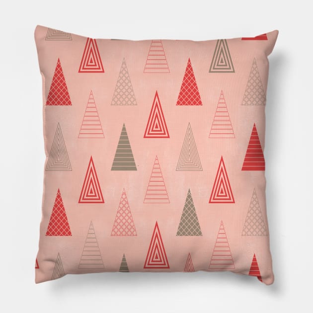 Blush Minimal Christmas Trees Pillow by Carolina Díaz