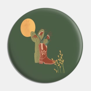 Prairie Cactus Flowers with Southwest Cowboy Boot Pin