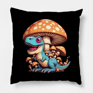 Cute Funny Velociraptor Mushroom Hat Dinosaur Garden Pillow