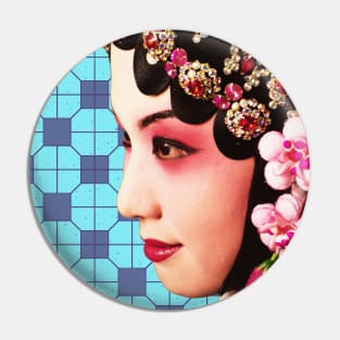 Chinese Opera Star with Blue Tile Floor Pattern- Hong Kong Retro Pin