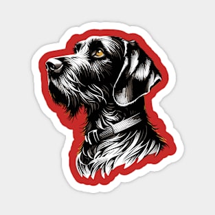 Stunning and Cool German Wirehaired Pointer Monochrome and Gold Portrait for Father's Day Magnet