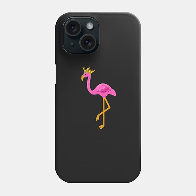 Pink Flamingo Felt Style Gold Glitter Crown | Cherie's Art(c)2020 Phone Case by CheriesArt