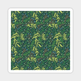 Botanicals and Dots - Hand Drawn Design - Bright Green, Navy, Blue, and Brown Magnet