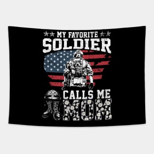 My Favorite Soldier Calls Me Mom American Flag Tapestry