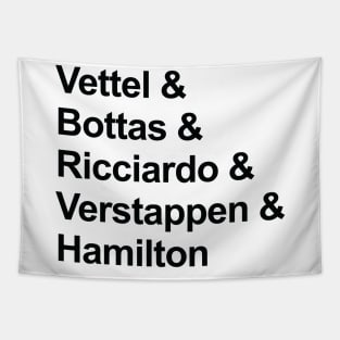 F1 Favorite Drivers - Black Text Tapestry