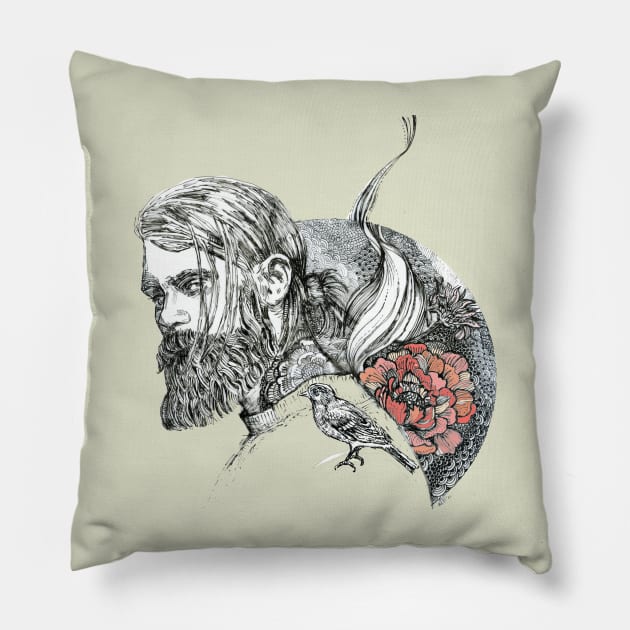 Nordic god Pillow by FanitsaArt